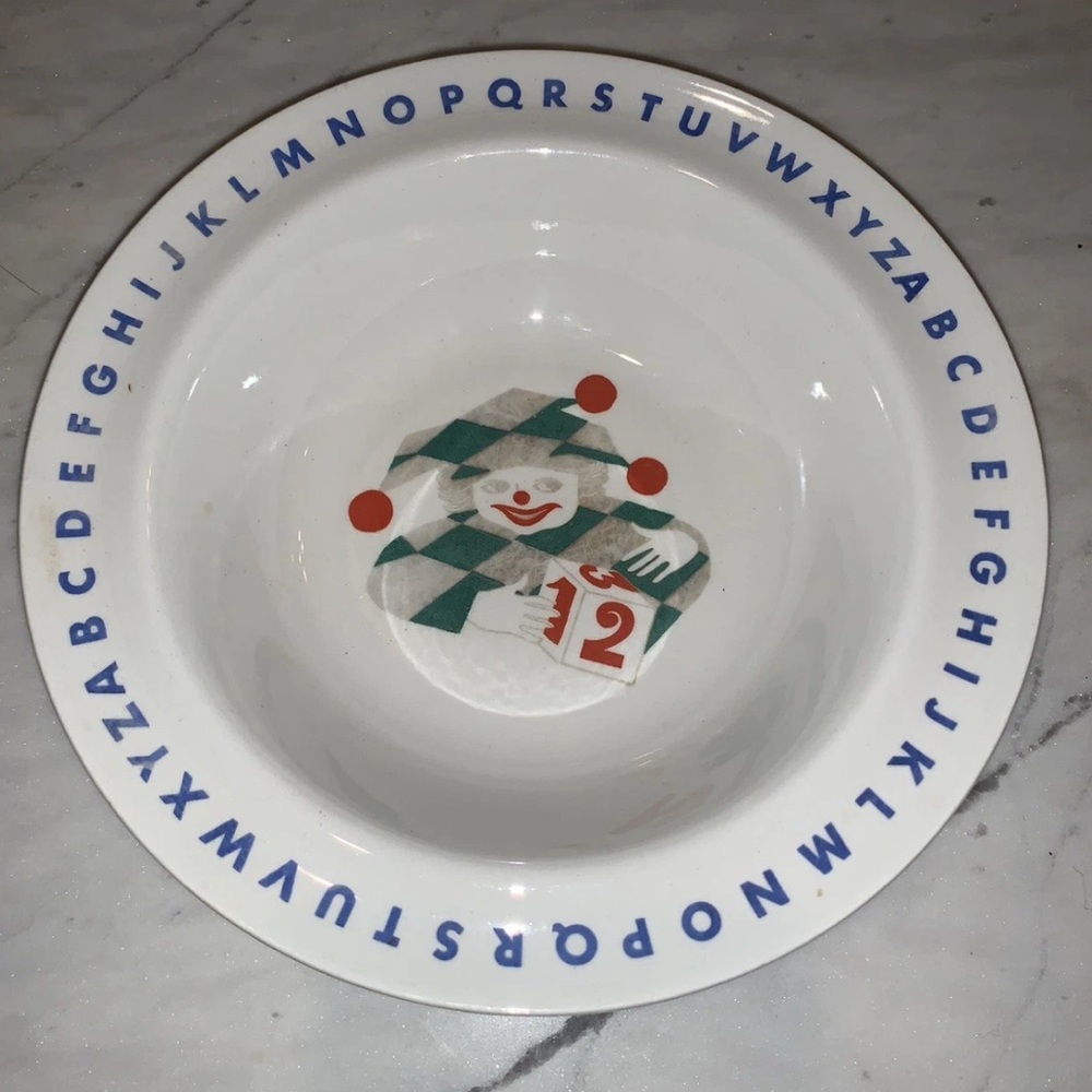 Arabia Finland White Ceramic Bowl Alphabet